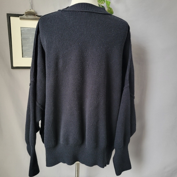 Free People Easy Street Ribbed Knit Tunic Sweater Black XS - Picture 3 of 16